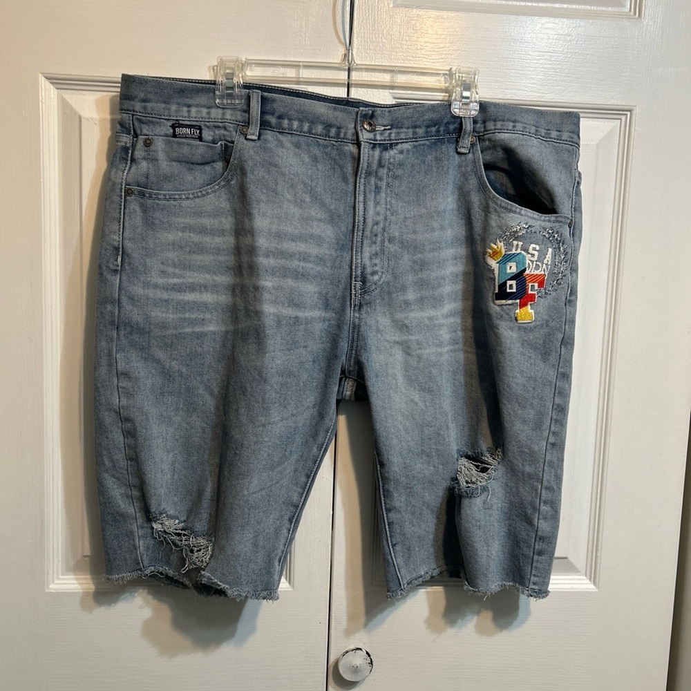 Born Fly Mens Size 42 Jean Shorts Denim Distressed Cut Off BF USA